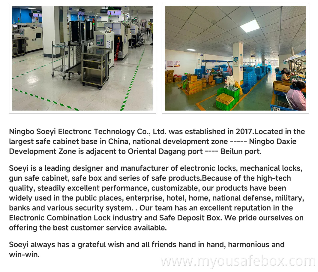 Electronic Lock for Fireproof Safe with Fingerprint Touch and External Power Supply